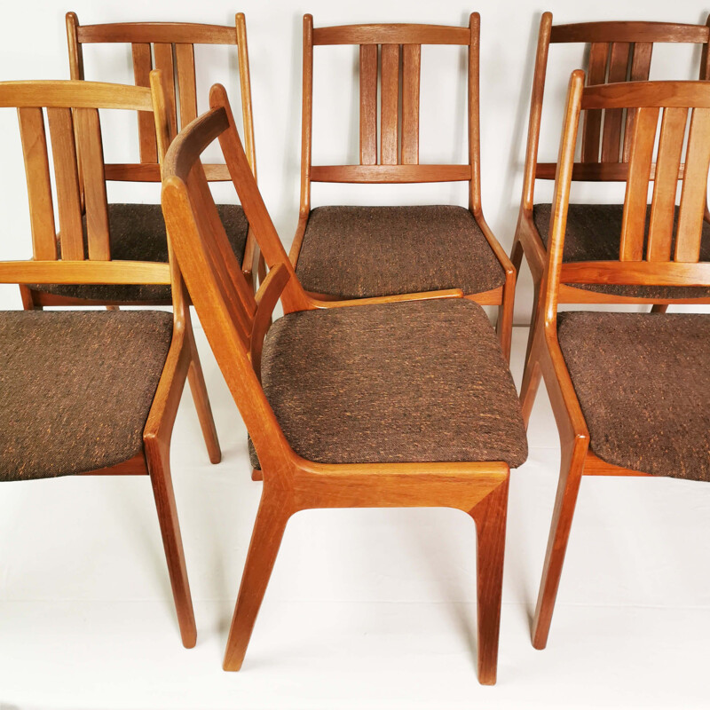 Set of 6 vintage teak chairs, Denmark 1960s