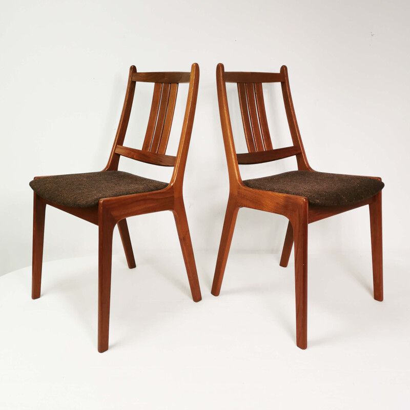 Set van 6 vintage teakhouten stoelen, Denemarken 1960