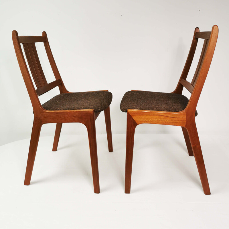 Set van 6 vintage teakhouten stoelen, Denemarken 1960