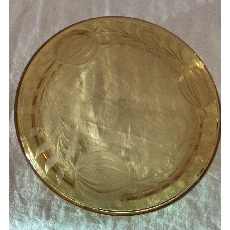 Bonbonnière vintage boîte ronde en verre ciselé 1960
