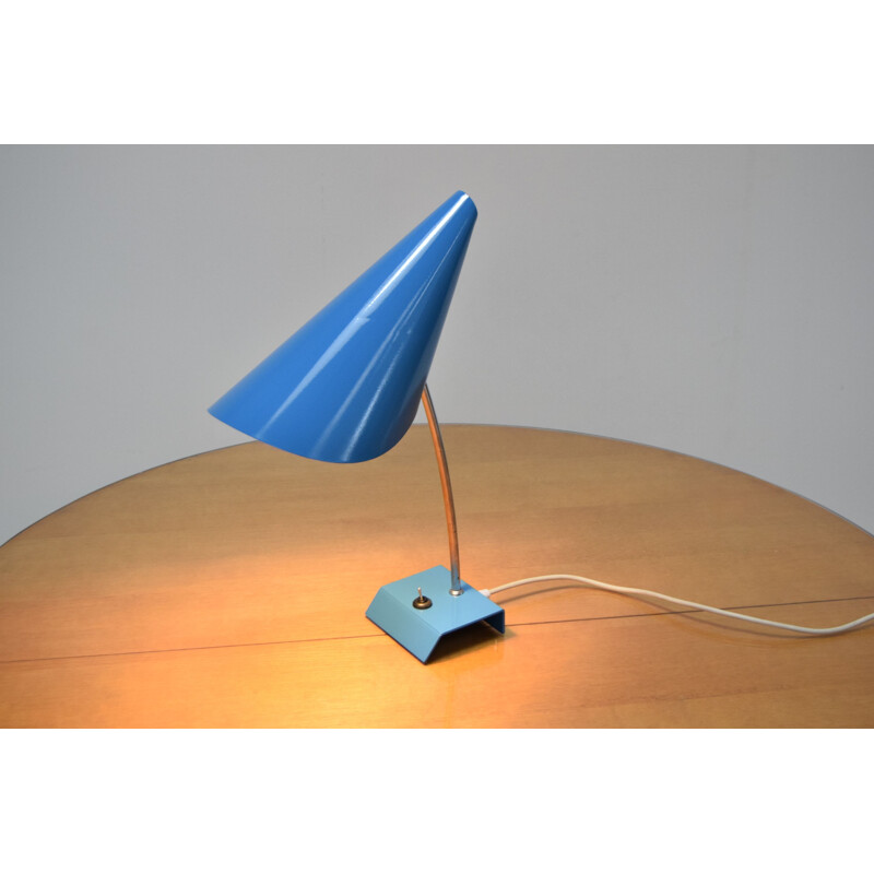 Lampe de table vintage bleue par Josef Hurka, Tchécoslovaquie 1950