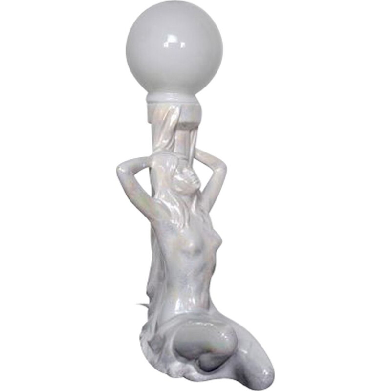 Lampe vintage "Femme nue" en céramique 1970