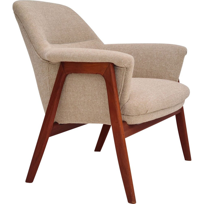 Vintage armchair Kvadrat furniture wool teak, Danish 1960s