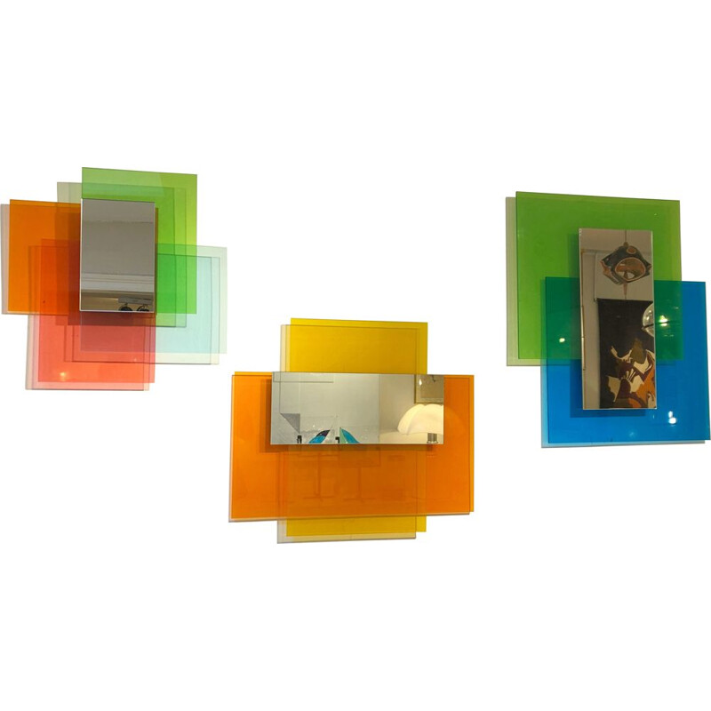 Set of 3 vintage Wall Mirror "Colour on colour" by Johanna Grawunder for Glas, Italy 2010