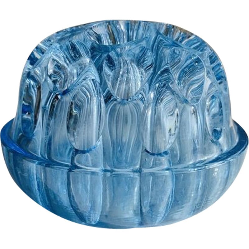 Vintage Pique Flower Vase in Blue Crystal, France 1960s