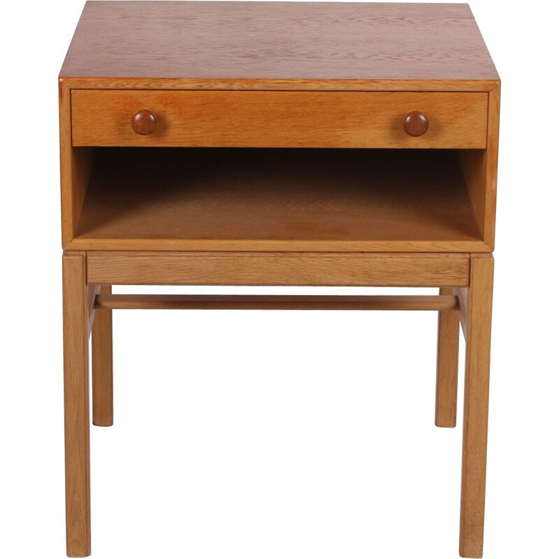 Vintage bedside table with drawer and wooden handles, Swedish