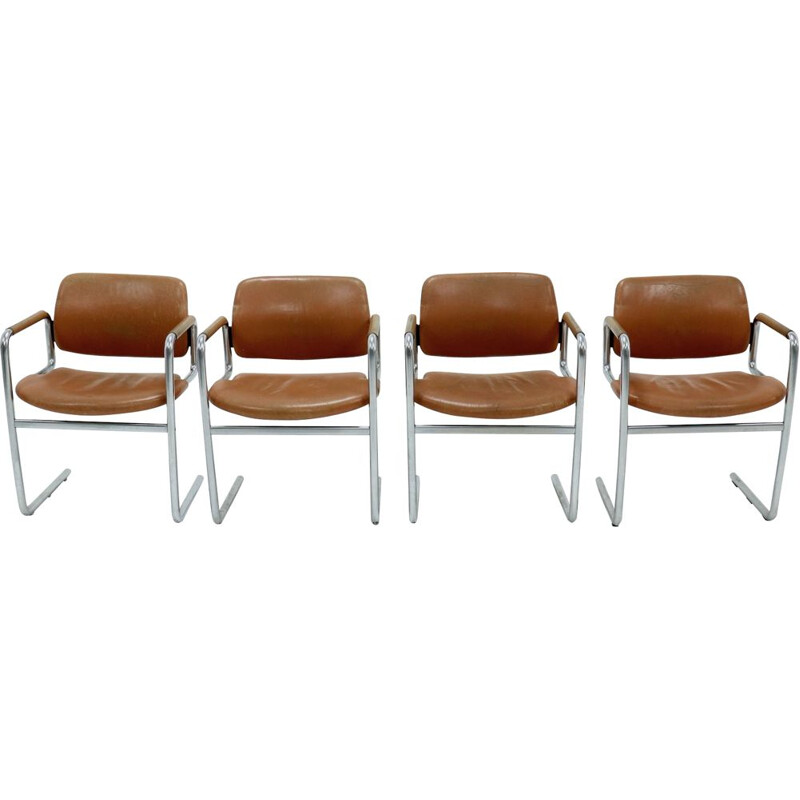 Set of 4 vintage Dining Chairs by Jorgen Kastholm for Kusch Co 1970s