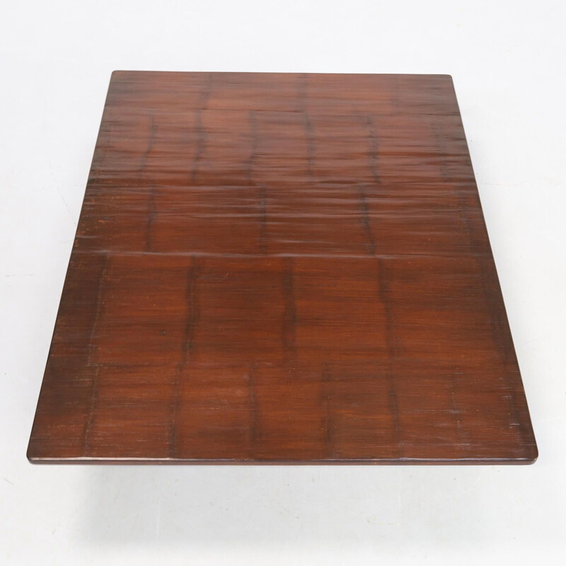 Table basse vintage en bambou laqué 1970