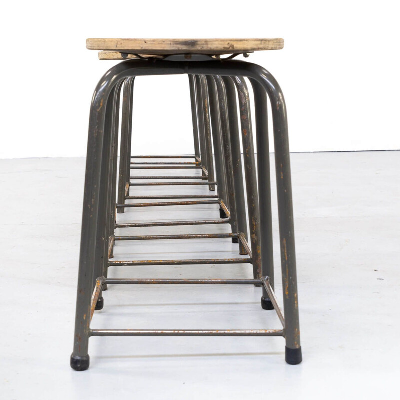 Set of 6 vintage metal and wood stools 1950s