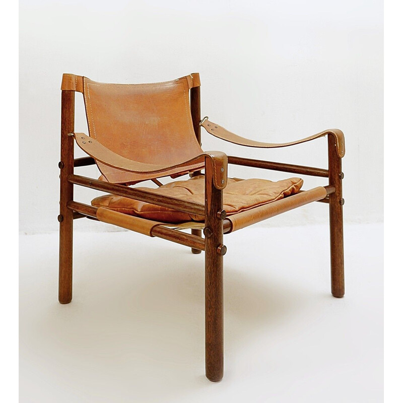 Vintage Safari armchair in rosewood and leather, Sweden 1964s