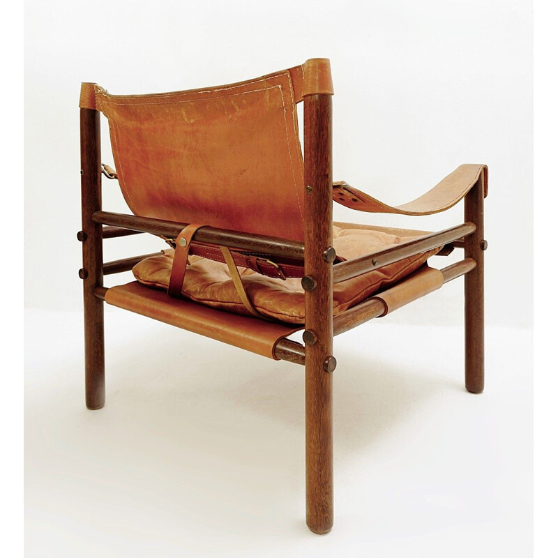 Vintage Safari armchair in rosewood and leather, Sweden 1964s