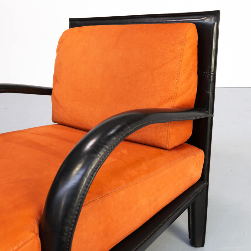 Sillón de cuero vintage para Roche Bobois 1980