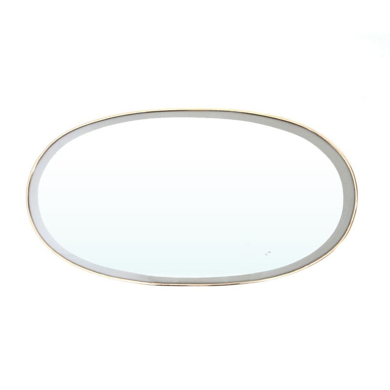 Vintage Oval mirror with brass frame 1950s