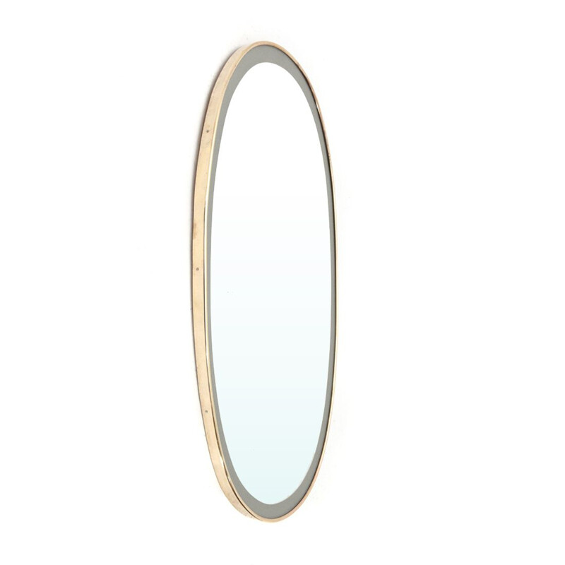 Vintage Oval mirror with brass frame 1950s