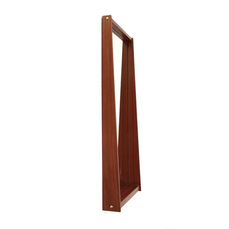 Vintage rectangular mirror with teak frame, Italy 1950