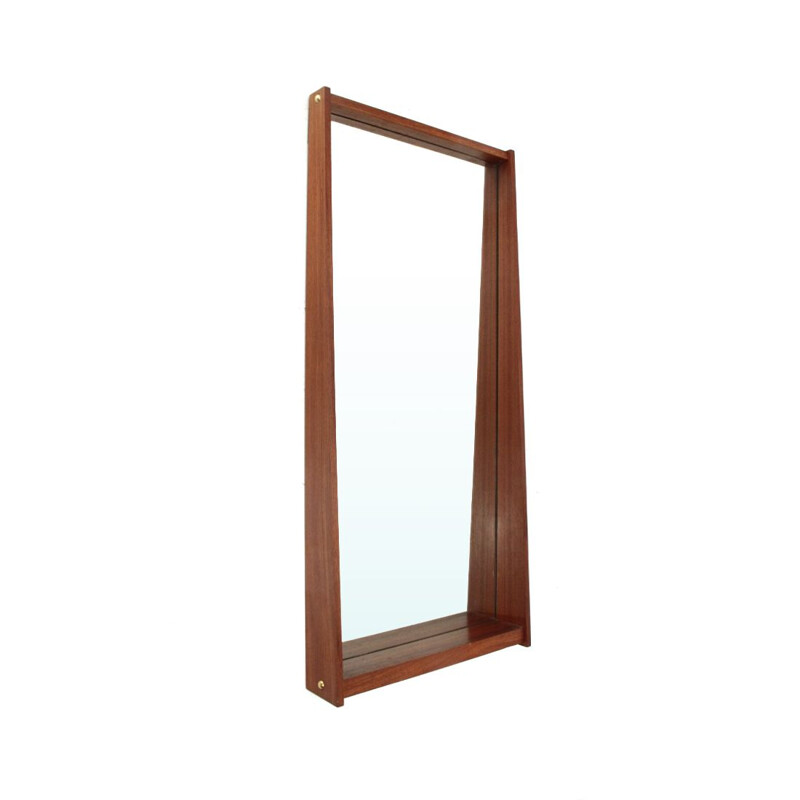 Vintage rectangular mirror with teak frame, Italy 1950