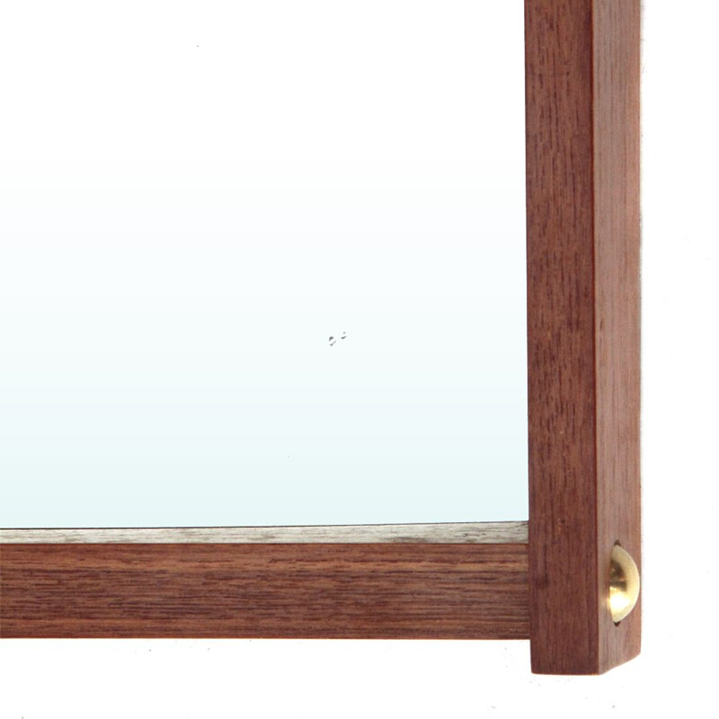 Vintage rectangular mirror with teak frame, Italy 1950