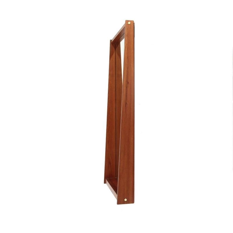 Vintage rectangular mirror with teak frame, Italy 1950