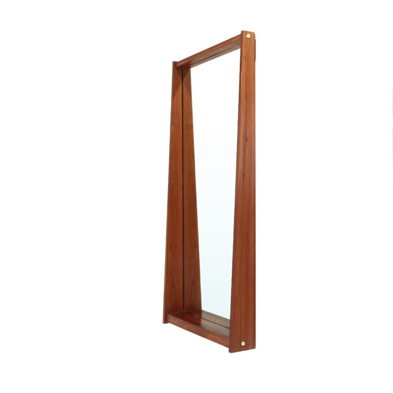 Vintage rectangular mirror with teak frame, Italy 1950