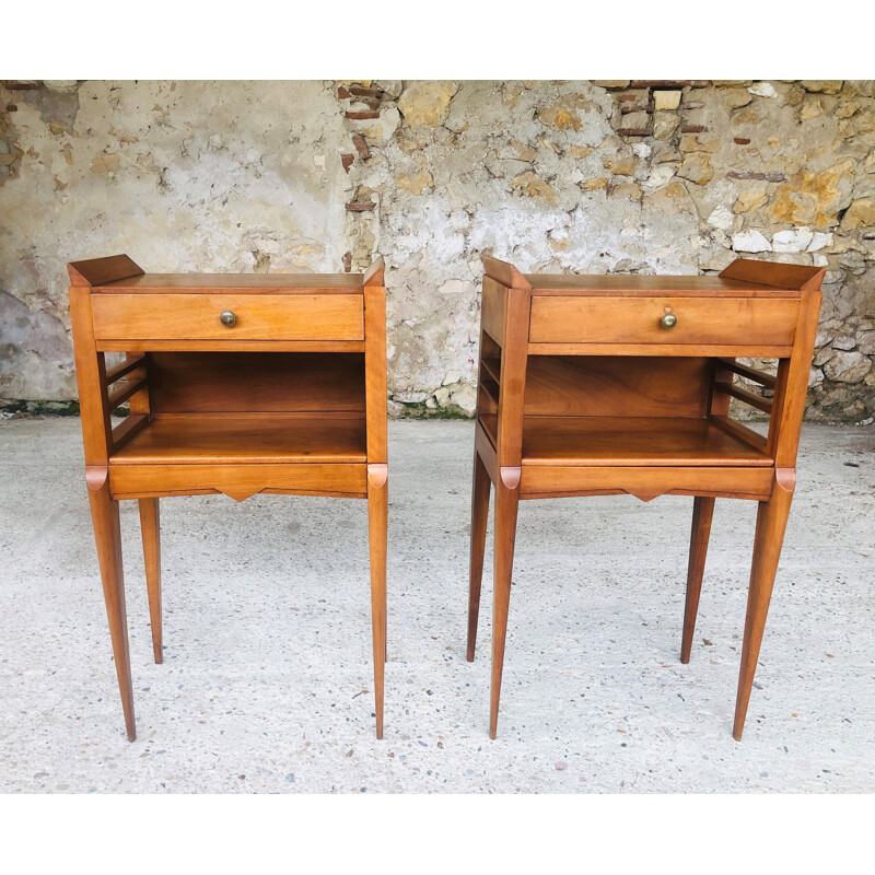 Pair of vintage art deco bedside tables, Italian 1950s