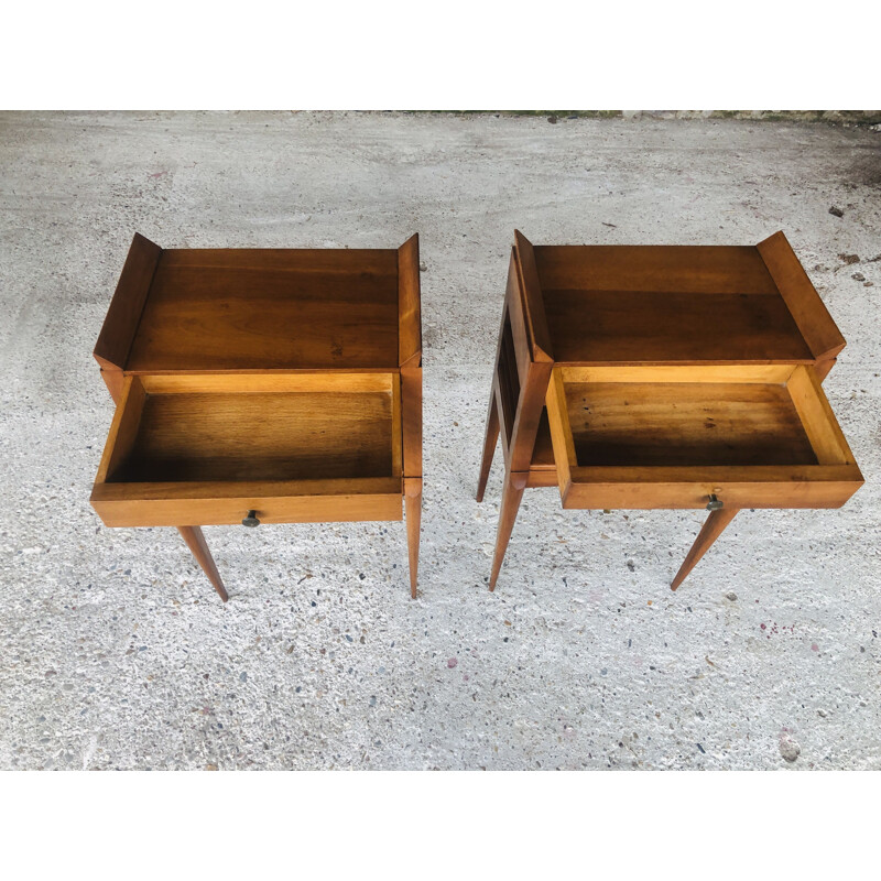 Pair of vintage art deco bedside tables, Italian 1950s