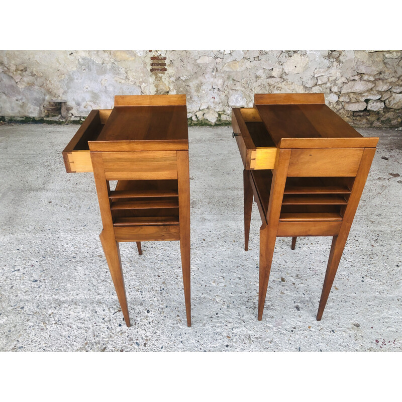 Pair of vintage art deco bedside tables, Italian 1950s