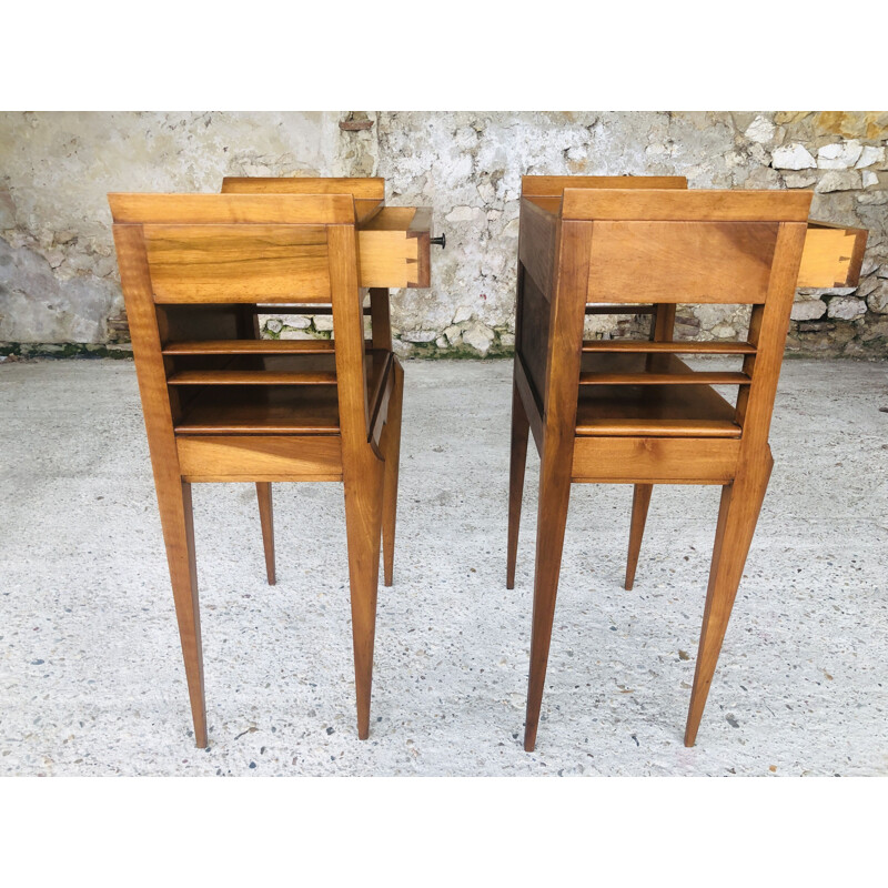 Pair of vintage art deco bedside tables, Italian 1950s