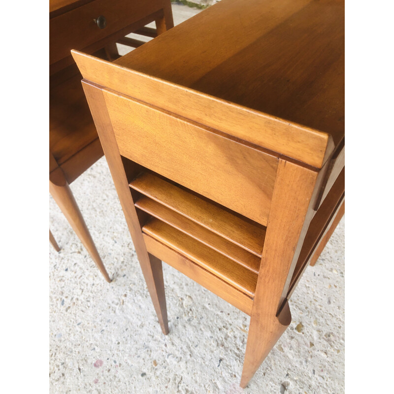 Pair of vintage art deco bedside tables, Italian 1950s