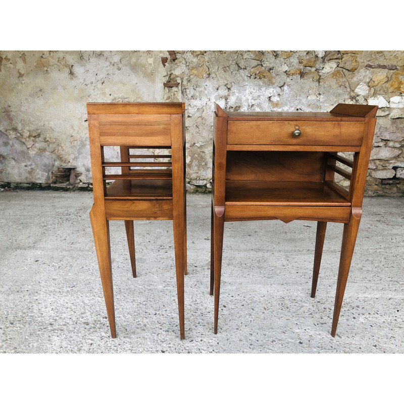 Pair of vintage art deco bedside tables, Italian 1950s