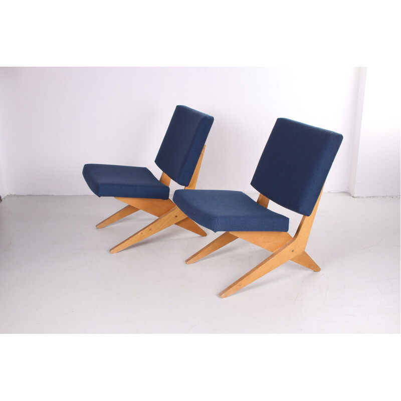 Pair of vintage Scissor lounge chair FB18 by Jan van Grunsven for Pastoe 1950s