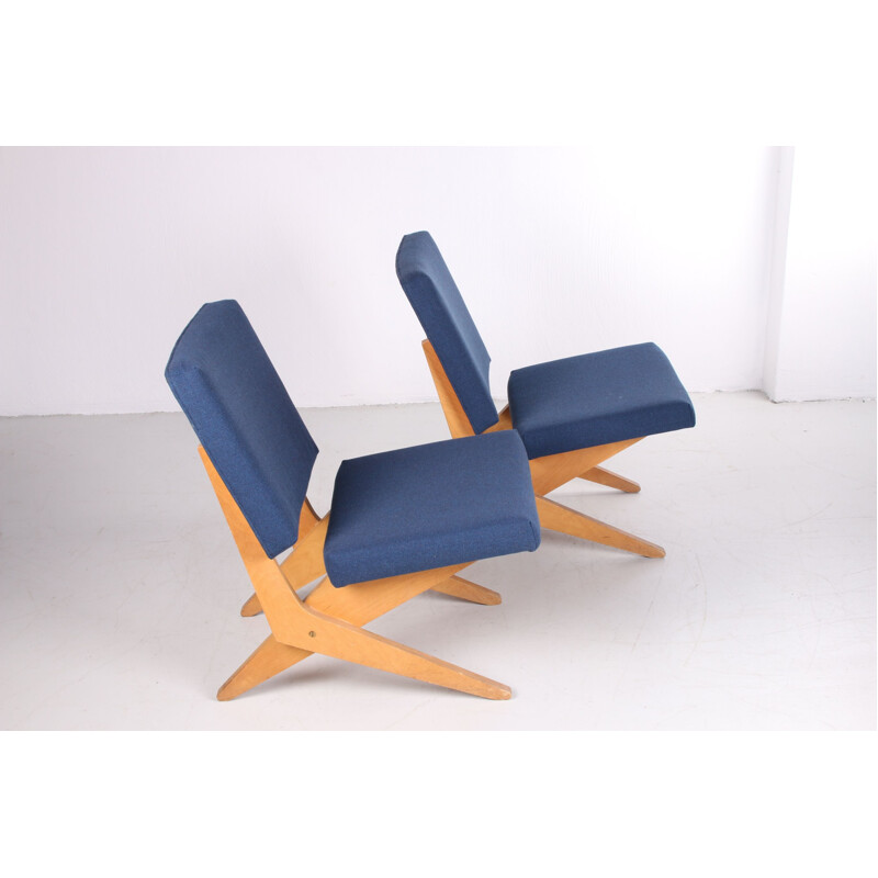 Pair of vintage Scissor lounge chair FB18 by Jan van Grunsven for Pastoe 1950s