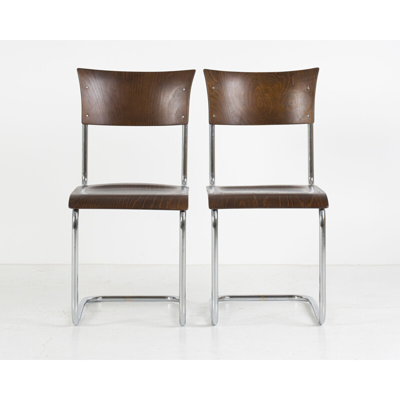Paire of vintage S43 Cantilever chairs by Mart Stam for Thonet 1940s