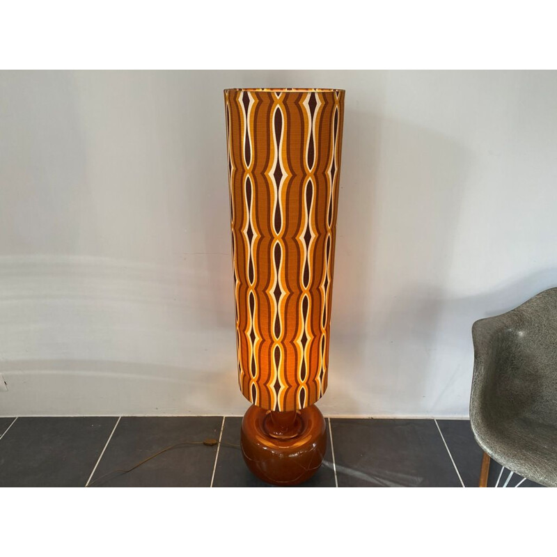 Lampadaire vintage seventies marron orange psychédélique céramique 1970