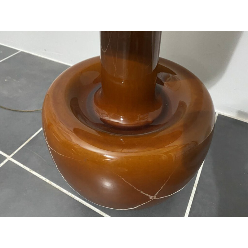 Vintage brown orange psychedelic ceramic floor lamp 1970s