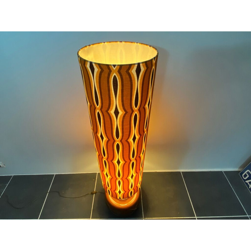 Lampadaire vintage seventies marron orange psychédélique céramique 1970