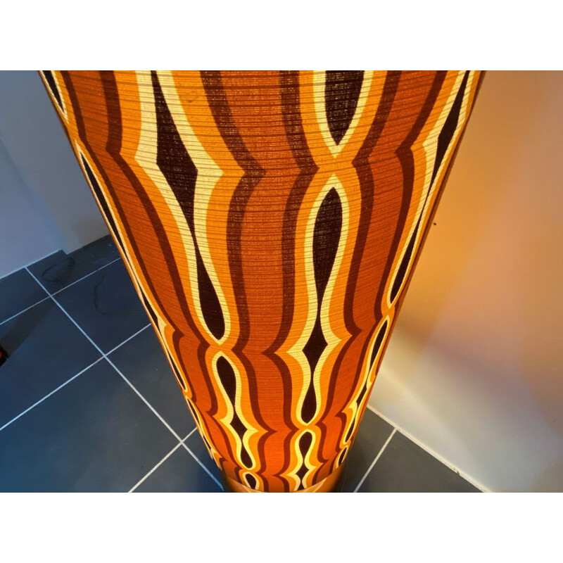 Vintage brown orange psychedelic ceramic floor lamp 1970s