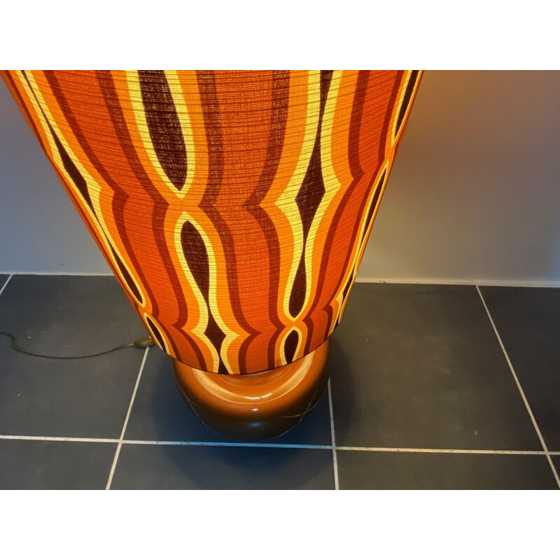 Vintage brown orange psychedelic ceramic floor lamp 1970s