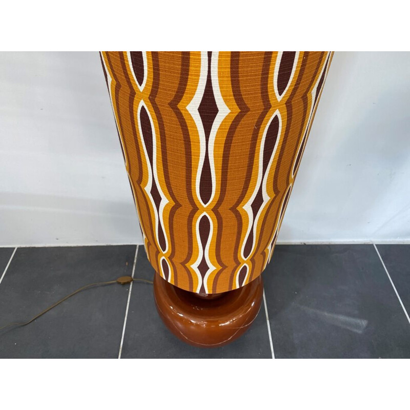 Lampadaire vintage seventies marron orange psychédélique céramique 1970