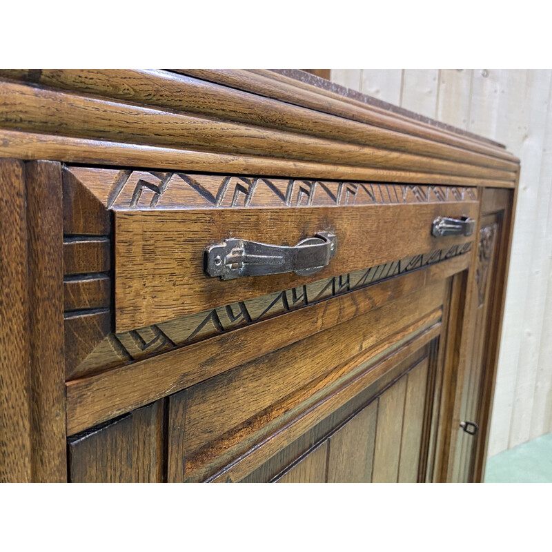 Vintage Art Deco oak sideboard 1930s