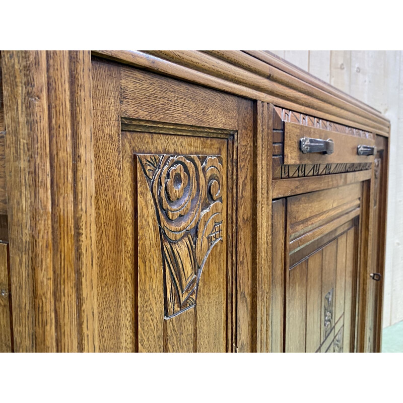 Vintage Art Deco oak sideboard 1930s