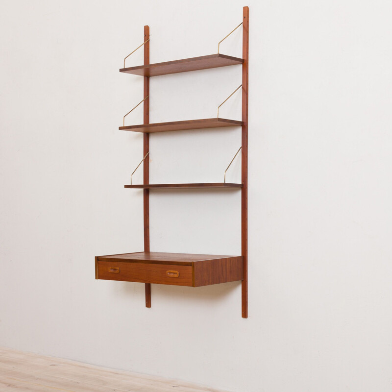 Vintage Preben Sorensen teak wall unit with a desk in Cadovius, Denmark 1960s