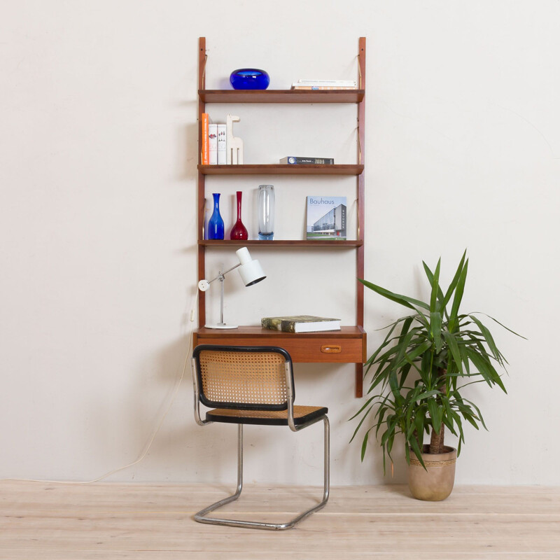 Vintage Preben Sorensen teak wall unit with a desk in Cadovius, Denmark 1960s