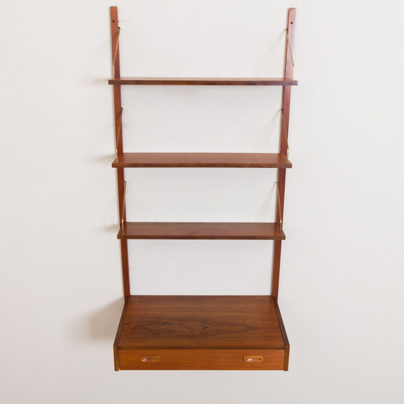 Vintage Preben Sorensen teak wall unit with a desk in Cadovius, Denmark 1960s