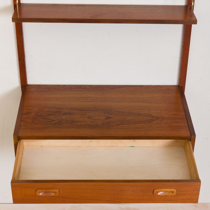 Vintage Preben Sorensen teak wall unit with a desk in Cadovius, Denmark 1960s