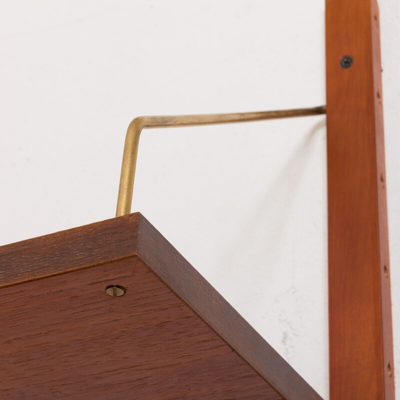 Vintage Preben Sorensen teak wall unit with a desk in Cadovius, Denmark 1960s