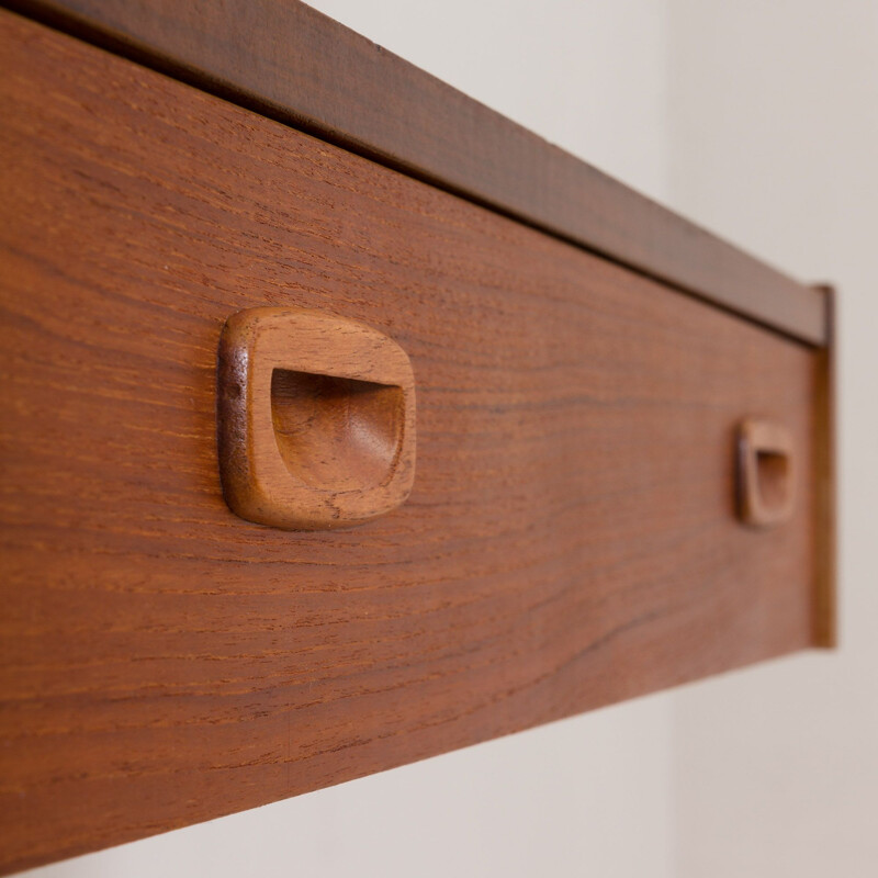 Vintage Preben Sorensen teak wall unit with a desk in Cadovius, Denmark 1960s