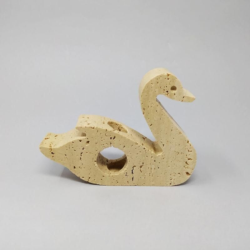 Original escultura de cisne de travertino de época de Enzo Mari para F.lli Mannelli. Italia 1970
