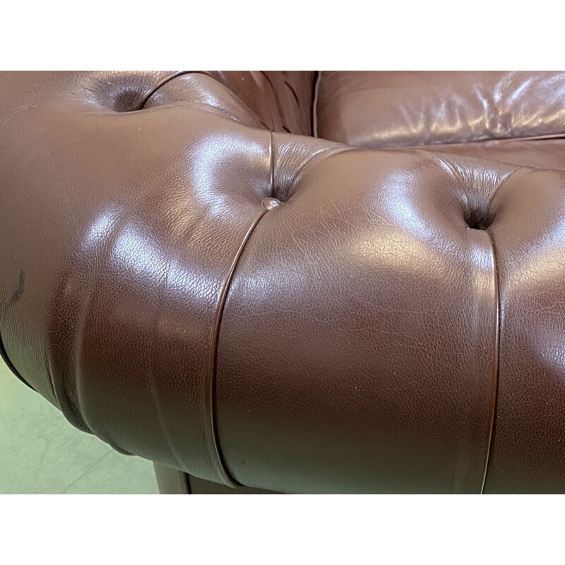 Vintage chocolate leather Chesterfield sofa 1990s