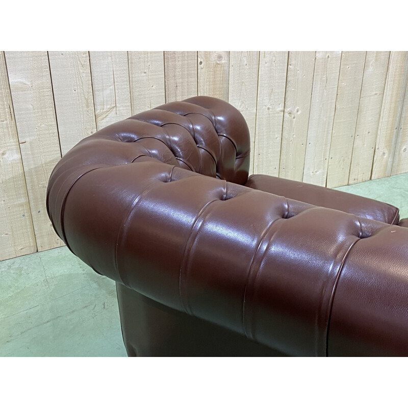 Vintage chocolate leather Chesterfield sofa 1990s