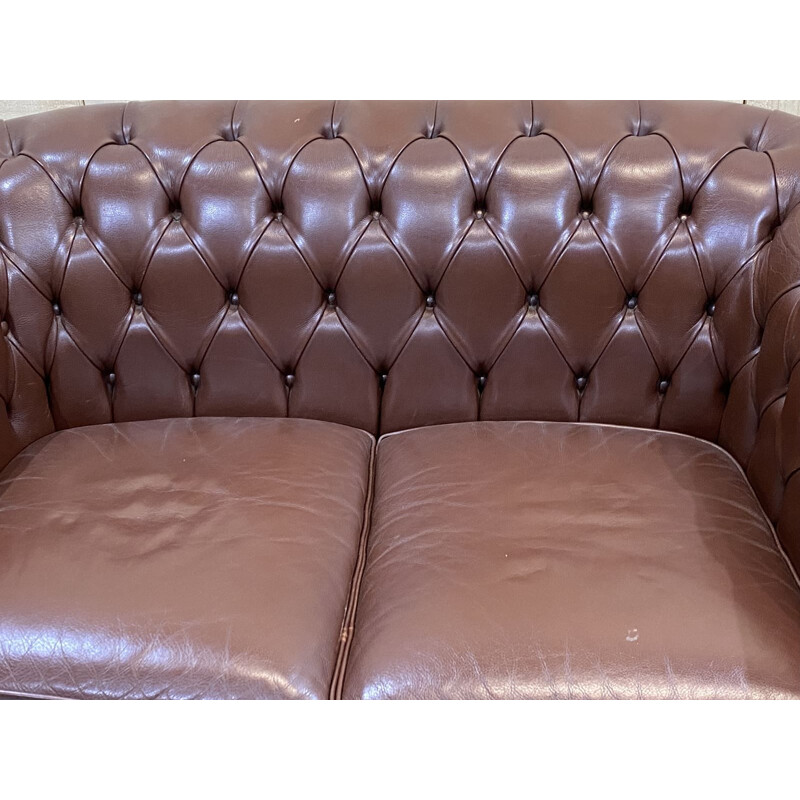 Vintage chocolate leather Chesterfield sofa 1990s